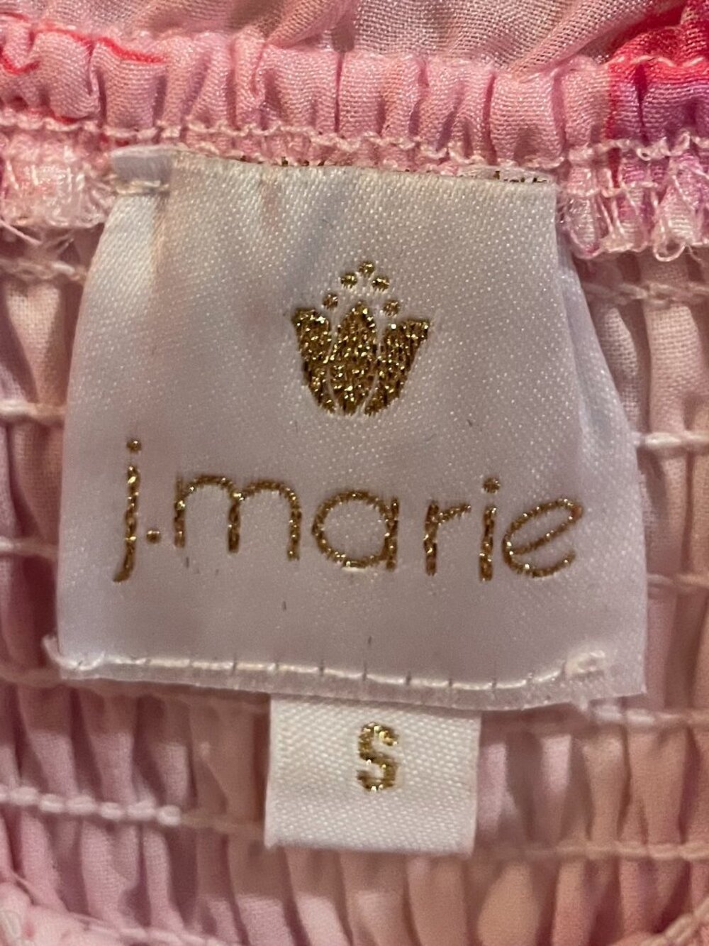 J. Marie Pink and White Floral Smocked and Tiered Midi Dress Size S - Picture 5 of 5